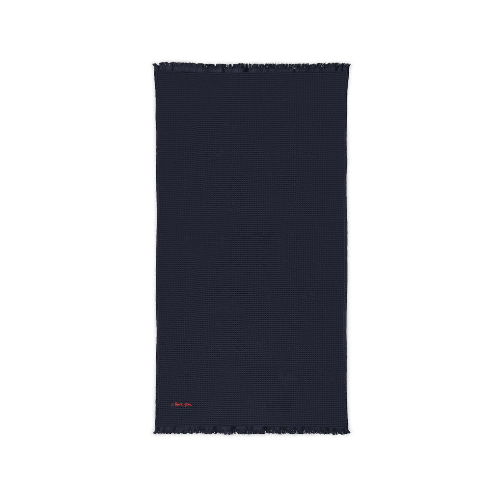 Cotton Waffle Throw Blanket | Embroidered - i love you
