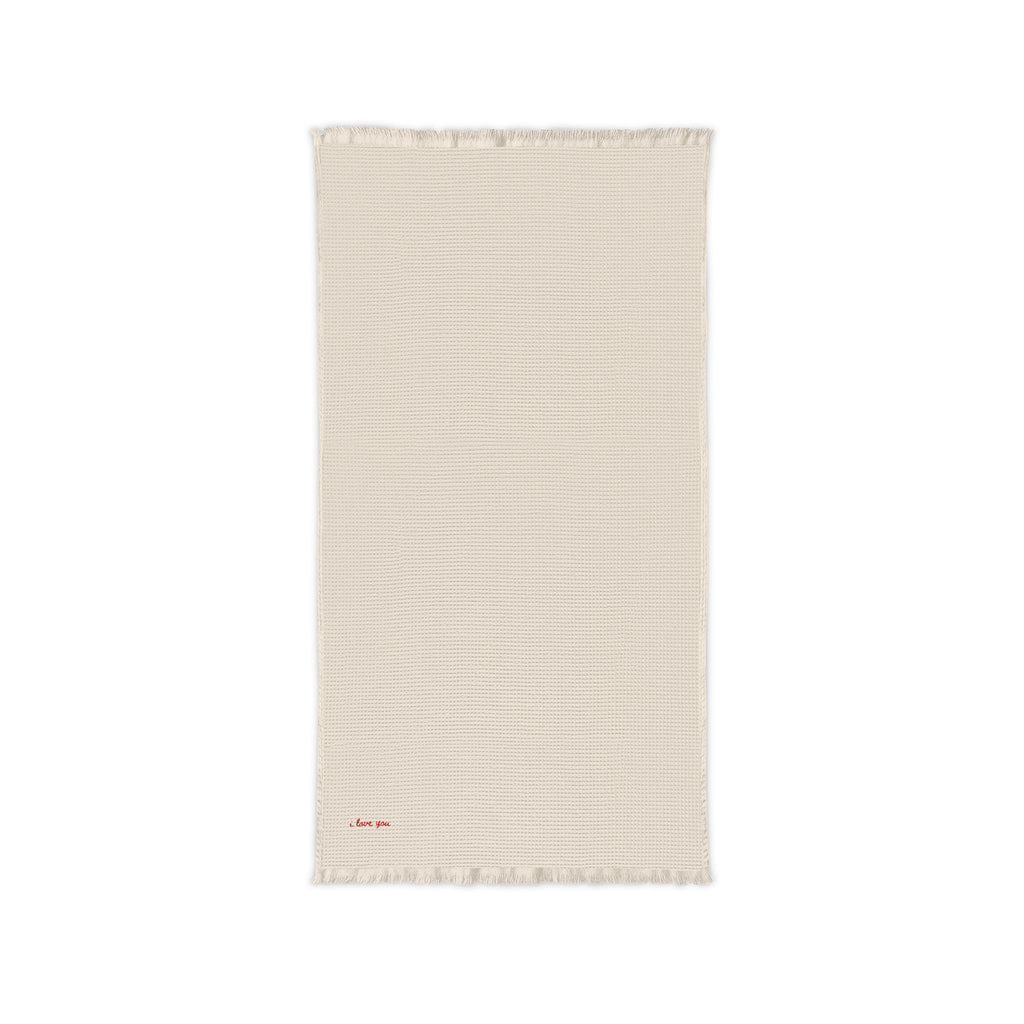 Cotton Waffle Throw Blanket | Embroidered - i love you