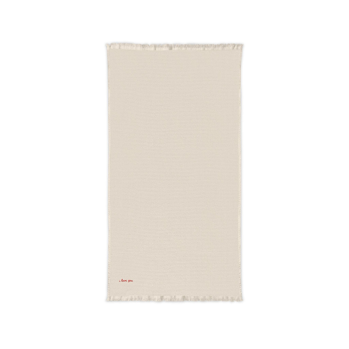 Cotton Waffle Throw Blanket | Embroidered - i love you